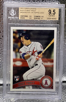 Error Missing Foil Topps Logo 2011 Update MIKE TROUT BGS 9.5 Low Pop 35