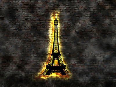 3D LED Wandbild Eiffelturm Poster Modell Puzzle Poster Figur Tapete Kette Karte
