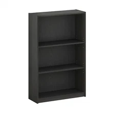 JAYA Simple Home 3-Tier Adjustable Shelf Bookcase, Black