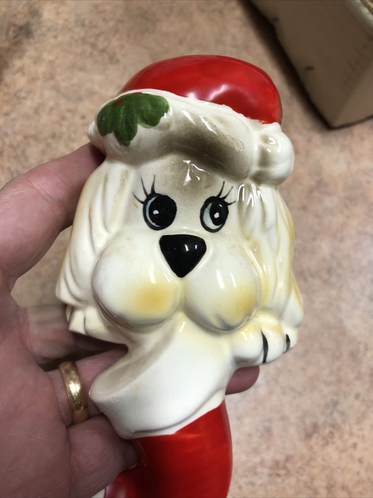 Vintage Christmas 1985 Puppy Dog Stocking Holder Christmas Around The