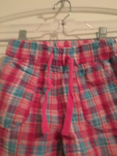 Bobbie Brooks Girls Pink & Blue Plaid Capri Pants Drawstring Size XS 4/5 - Picture 3 of 8