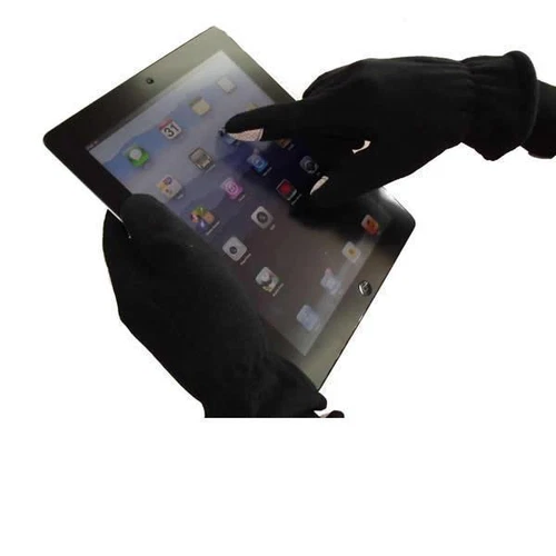 Black Touch Screen Gloves Size Medium with Gold Thumb and Finger Tip Mixed Fibre