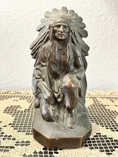 ANTIQUE KBW KATHODIAN BRONZE ART STATUE SCULPTURE INDIAN BOOKEND ARMOR POMPEIAN