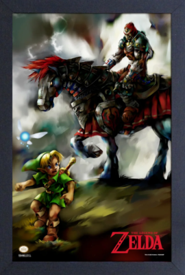 LEZEND OF ZELDA-YOUNG LINK & GANONDORF 13x19. FRAMED GELCOAT