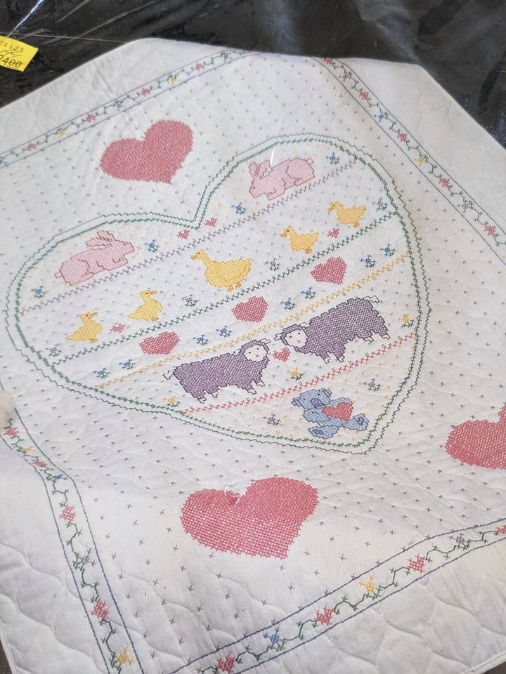 Janlynn Stamped Cross Stitch 'Baby Animals' Quilt Kit #276-02 Vintage ...