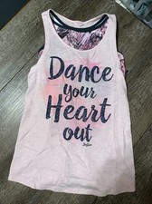 Justice sz 14 Dance Ur Heart Out W sports bra top Tank dance Pink Gray
