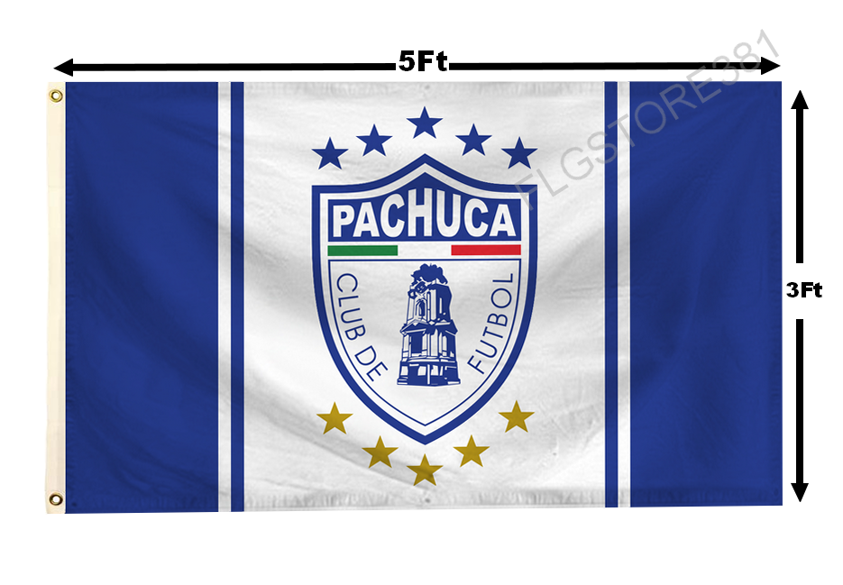 Pachuca Fußball-Flagge 90 X 152 Cm – Polyester, Einseitiger HD-Druck, Für Wand, Garten & Mehr
