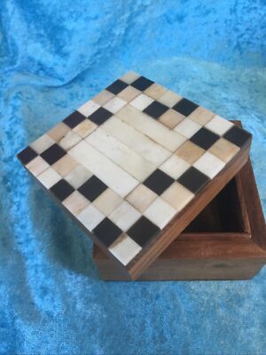 Handgefertigte Knochen Intarsien Aufbewahrung Deko Holz Baum Box (A)
