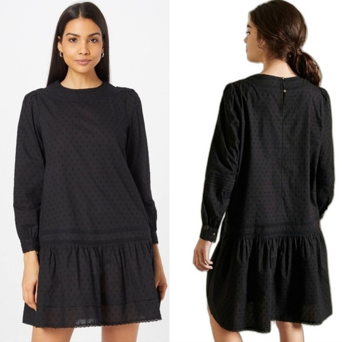 superdry dress black Jenae Linen Polka Dot Midi Dress