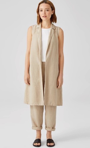 Eileen Fisher Long Vest Size XL Linen Blend - 第 1/9 張圖片