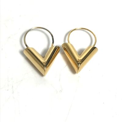 LOUIS VUITTON Earrings Essential V M61088 Metal Hoop Accessary Motif Ladies