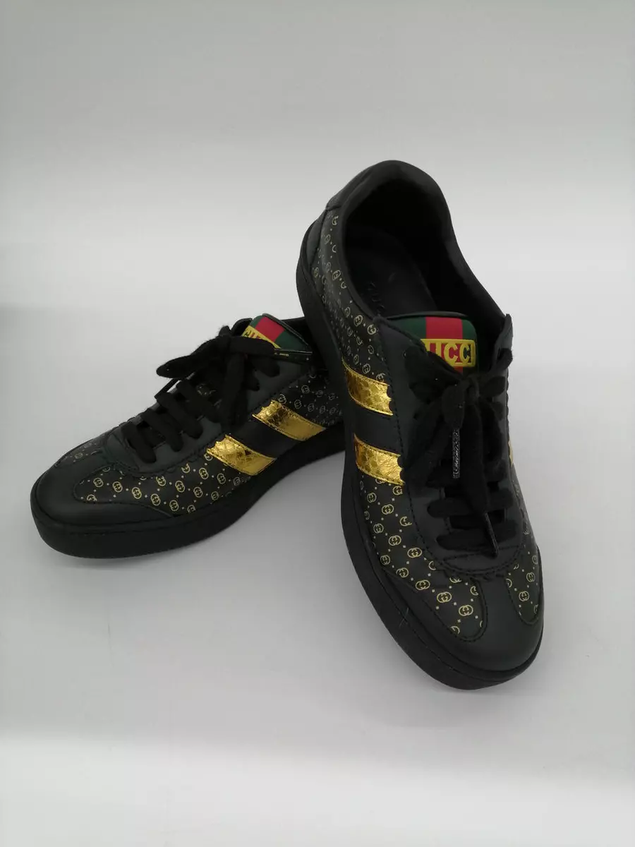 Gucci black and gold best sale shoes