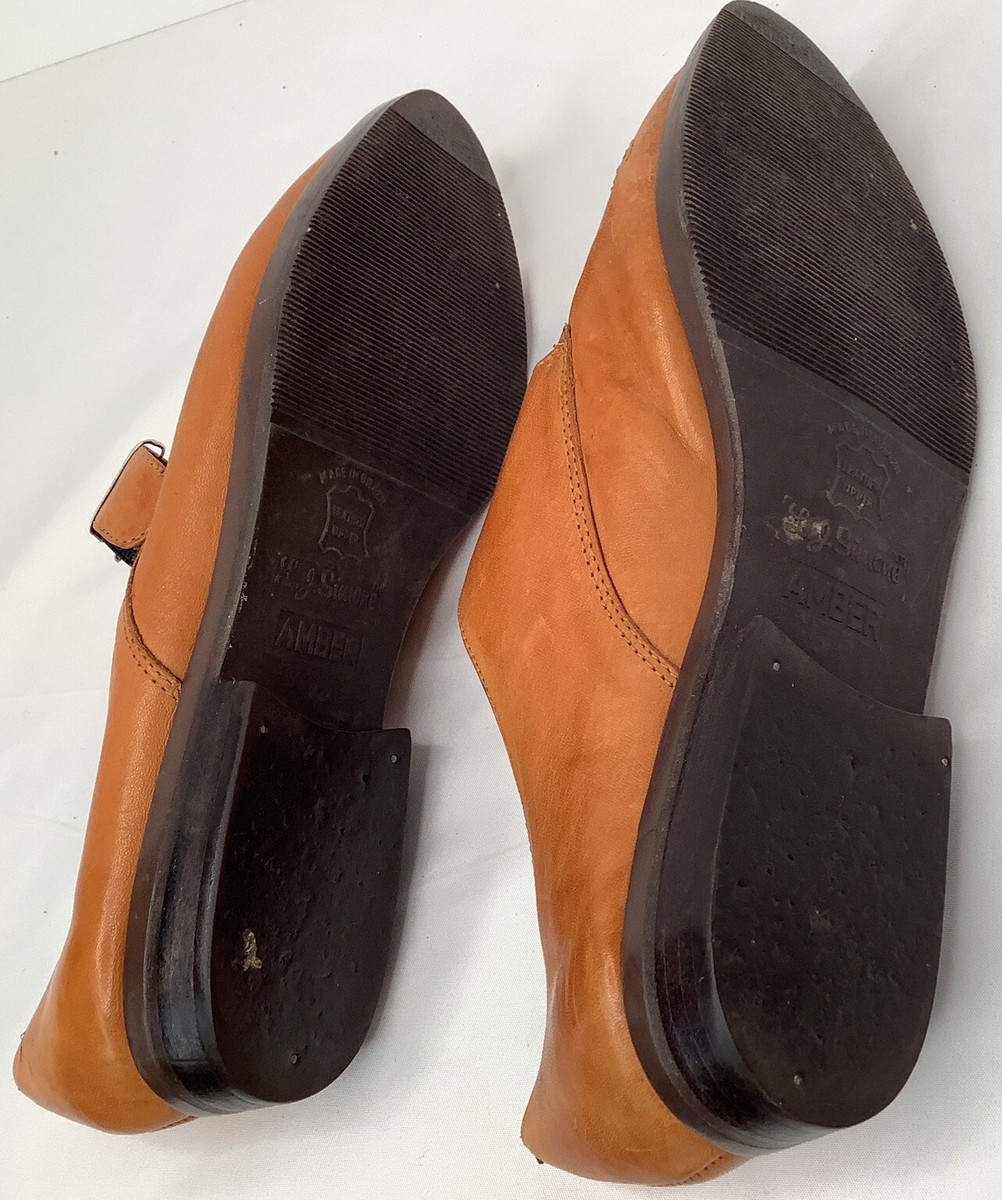 Vintage L.J. Simone New York Shoes Size 7 1/12 Brown Amber Leather