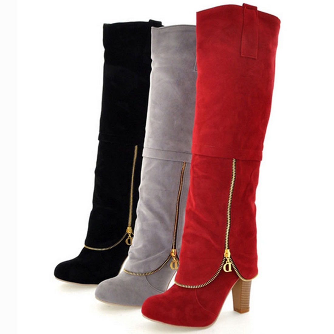Womens Over The Knee Boots Block Heel 