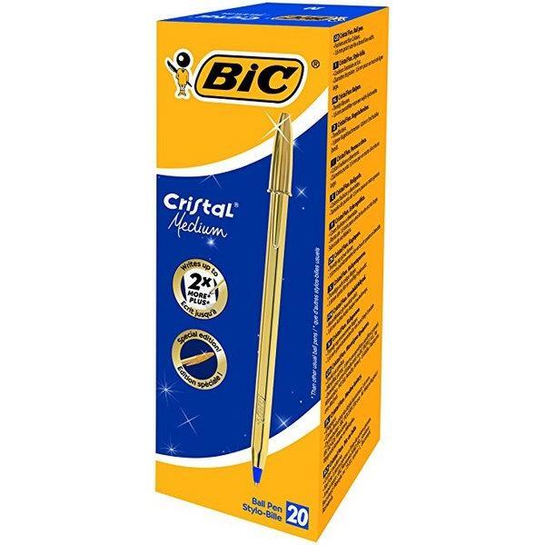 BIC Cristal Medium Blu Clip-on retractable ballpoint pen Medio 20 pezzo(i)