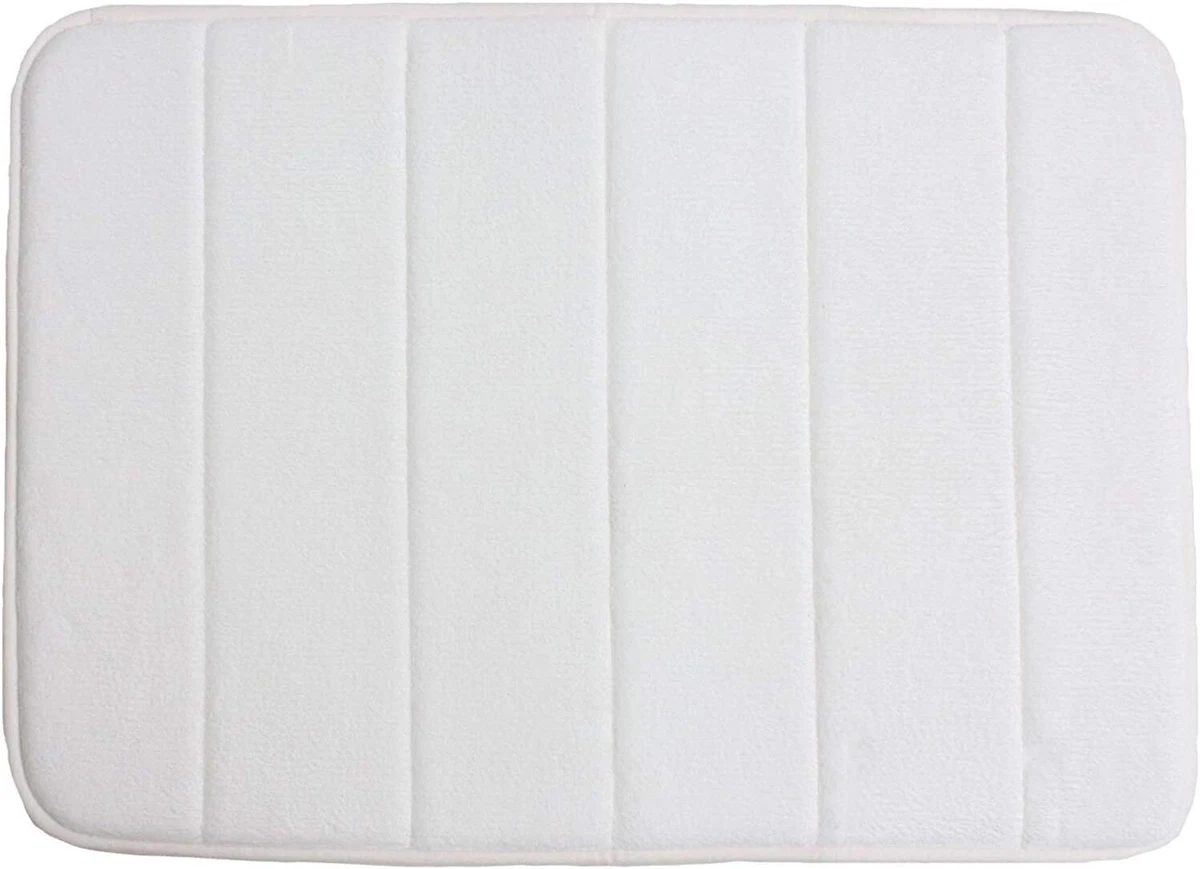 VANRA Small Bath Mat Rugs Anti Slip Memory Foam 40cm x 60cm White