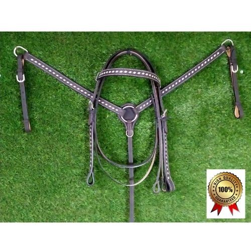 Western Leather Horse Handmade Headstall Bridle & Breast Collar Set eBay