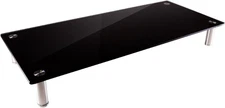 Medium Multimedia Desktop Stand, Black Glass (27.6" X 12.2" X 3") - Stand & Rise