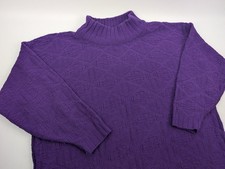 Vintage Spunky Knit Sweater Purple Women's Large 80s 90s USA Retro Pullover