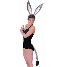 Jumbo Gray Donkey Set - Ears  Tail - Costume Accessories - One Size