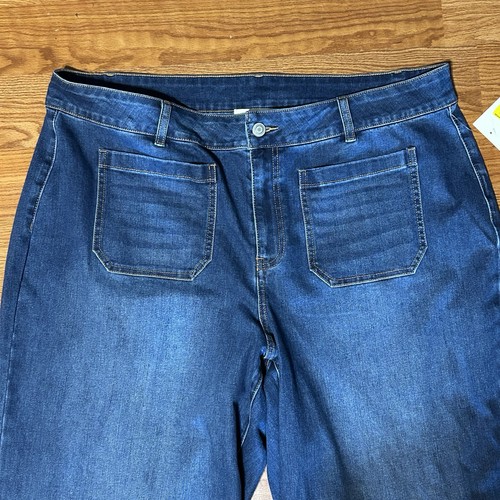 Nurture Westbound Wide Leg Patch Pocket Jeans 22WR Stretchy Medium Wash Blue NEW - Picture 8 of 13