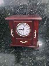 Vintage Yap's Musical Ballerina Jewellery Box mahogany effect finish and clock
