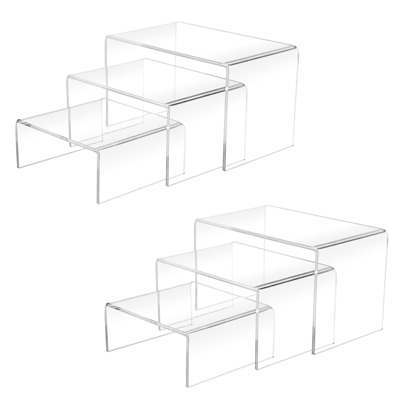 Cerpourt 2 Sets Acrylic Display Risers(3,4,5) Clear Product Stand,Cupcakes...