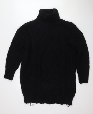 QED London Damenpullover schwarz Rollkragen Zopfmuster Gr. 12