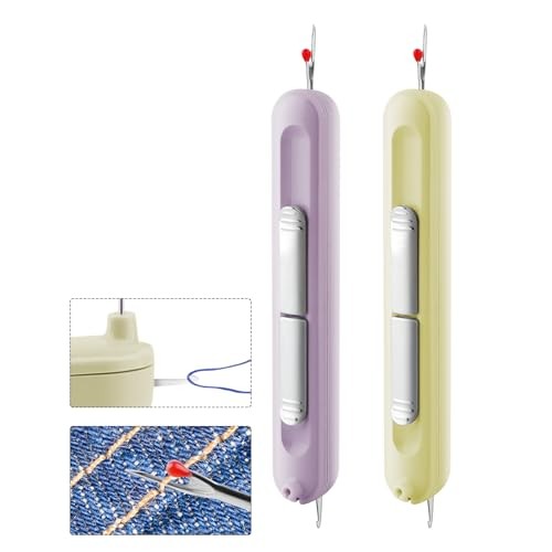 2-in-1 Purple & Yellow Needle Threader with Seam Ripper