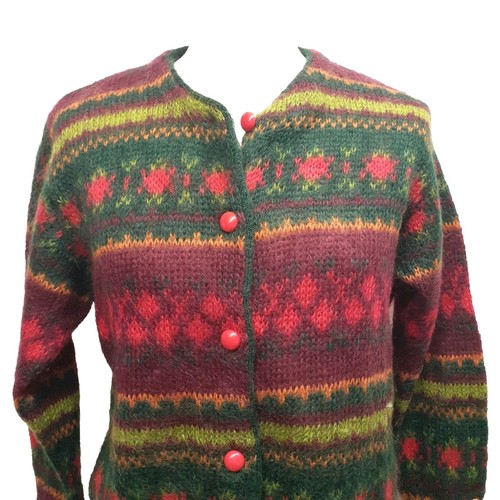 Vintage 80s United Colors Of Benetton Italy Mohair Cardigan Sweater Women's 48 - Image 1