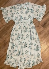 Women’s ANRABESS Blue Floral Dress with Ruffle Accents, Size S