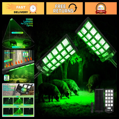 20000LM Green Hunting Lights - 2 Pack, Waterproof Motion Sensor, 65FT Remote, Me