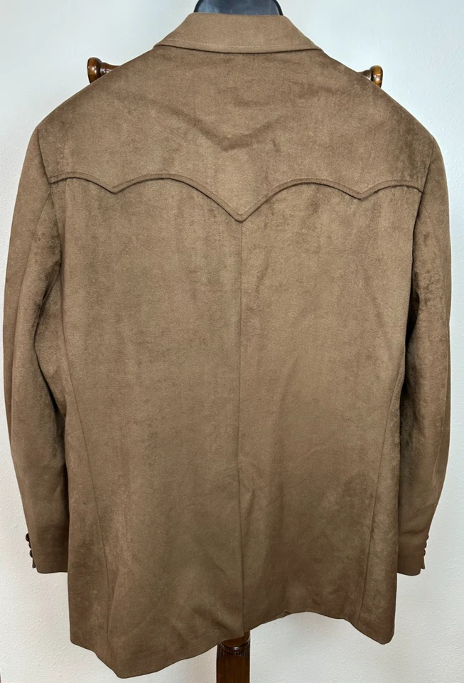 复古 The Westerner PR 西部西装外套棕色人造麂皮绒 44R 美国制造 — 第 2/4 张图片