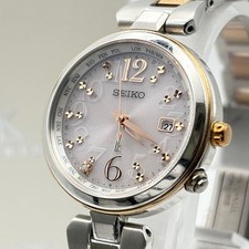 SEIKO LUKIA 1B35-0AC0 Womens Radio Solar Diamond Titanium Watch Used From Japan