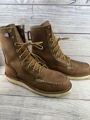 Danner Men's Bull Run Moc Toe 8'' Tobacco Steel Toe Lace Up Work Boots Size 9.5 D