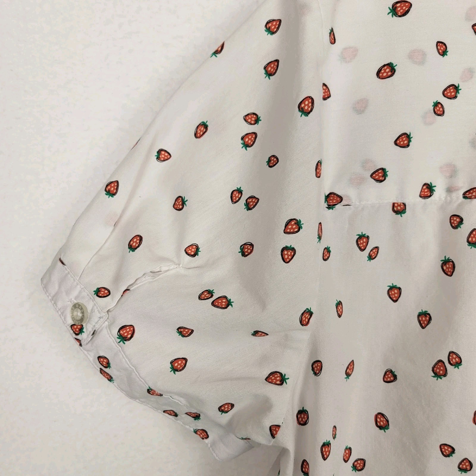 Basic Editions Strawberry Print Button Up Top XL … - image 6