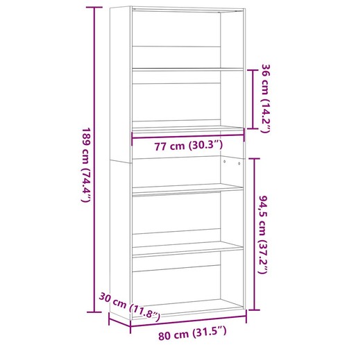 Großes Bücherregal mit 5 offenen Fächern | Aktenregal | Highboard | 80 x 189 cm - Bild 78 von 99