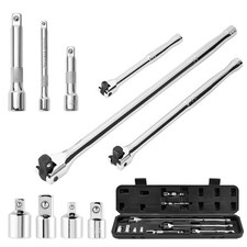 10 Piece Breaker Bar Set, 3/8" , 1/2" and 1/4" Drive, 180  Rotatable Head, 6'...