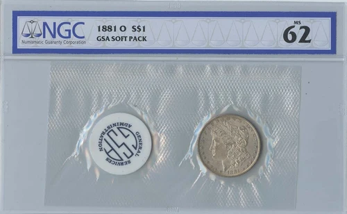 1881-O Morgan Dollar GSA SOFT PACK S$1 NGC MS62