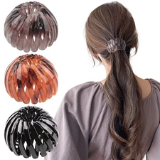Bun Maker Clip 3 Pcs Bird Nest Hair Clips Expandable Ponytail Holder for Women