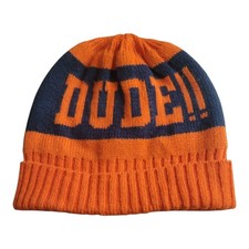 Youth Beanie Hat Cap Dude Orange Navy