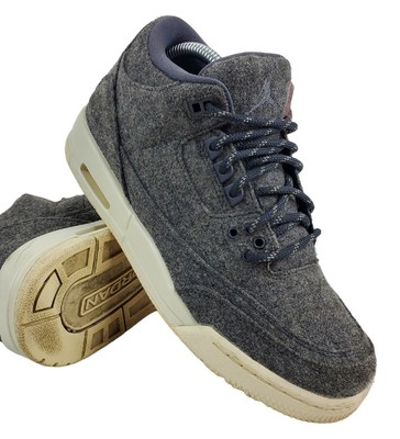 NIKE Shoes AIR JORDAN 3 RETRO WOOL BG Youth Size 7Y Dark Gray 