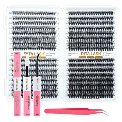 Lash Extension Kit 20D+30D+40D+50D DIY Lash Clusters 640pcs Cluster Lashes In...