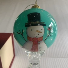 2022 World Market Li Bien Inside Painting Snowman Ornament