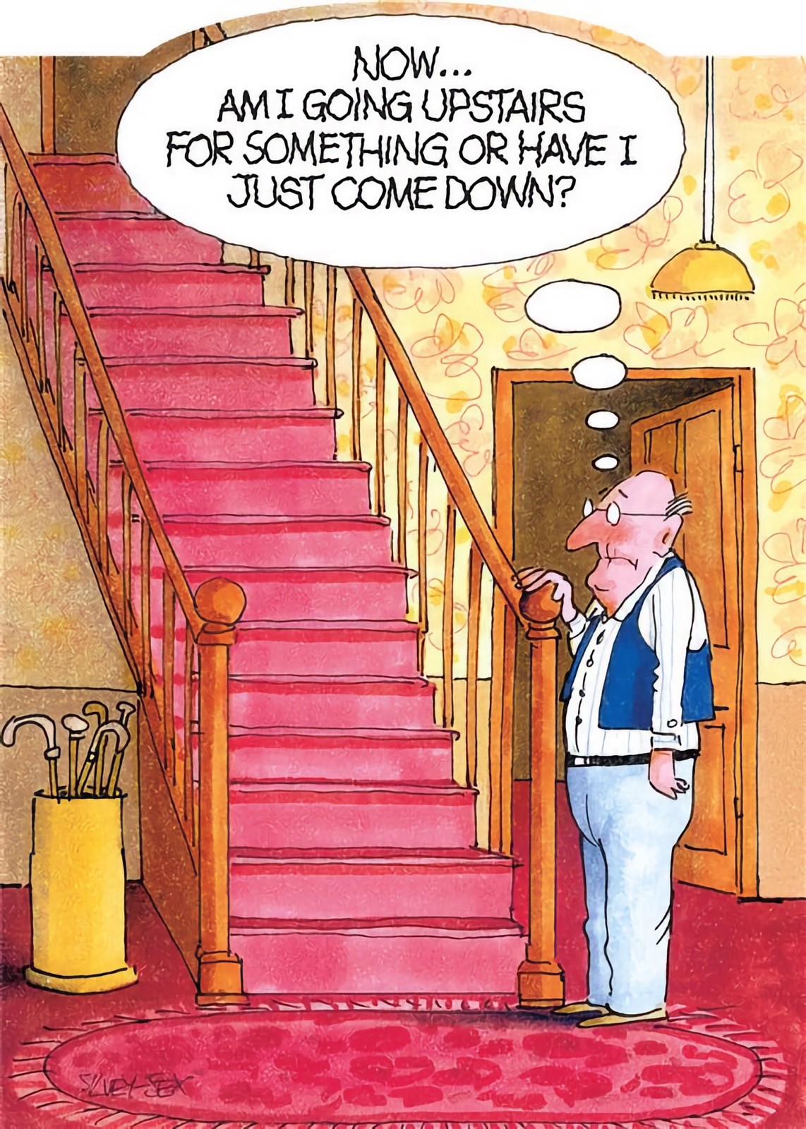 Funny Birthday Card Am I Going Upstairs Or Have I Just Come Down? Humour Joke
