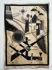 Quadro WASILY KANDINSKY DISEGNO su carta vecchia firmato timbrato vintage