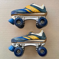 Vintage Rare Blue Yellow Roller Skates Bel-Mar By Bata Low Top Shoe