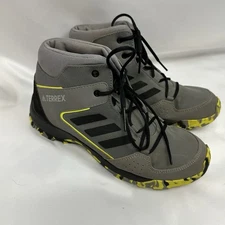 Adidas Unisex Big Kids Terrex Hyperhiker Grey & Green Lace-Up Hiking Boots Sz 6