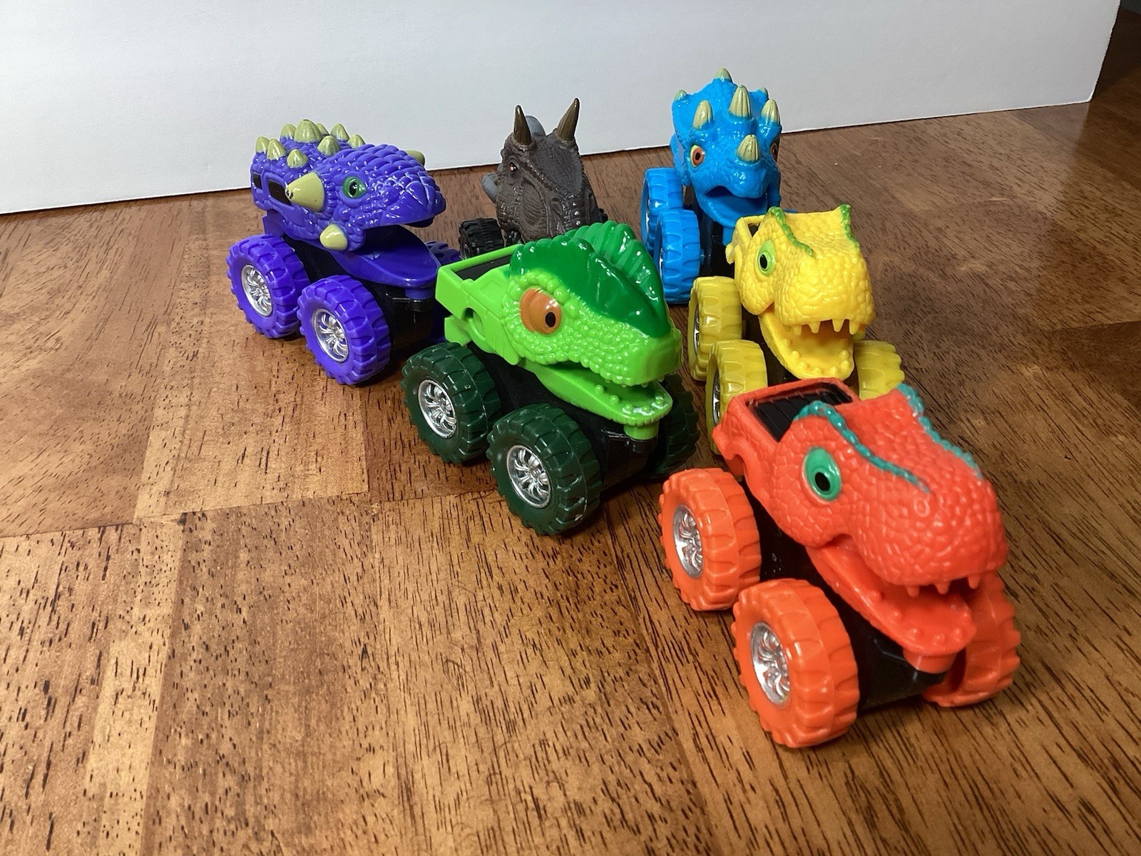 Lot Of 6 Dino Monster Trucks Mouths Move Dinosaur T-Rex Triceratops Stegosaurus