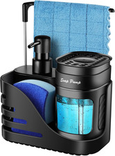 Kitchen Soap Dispenser Set, 4-In-1 Dual Hand and Dish Soap Dispenser with Sponge